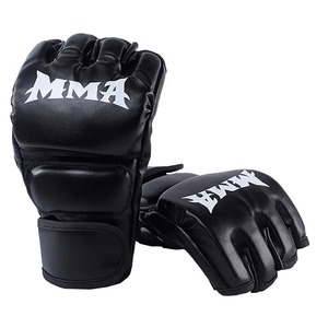 ถุงมือ MMA สีดำพรีเมียม ถุงมือสำหรับฝึกซ้อมศิลปะการต่อสู้แบบมืออาชีพ สำหรับการฝึกซ้อมชกมวยแบบเปิดฝ่ามือ - Product Image 1