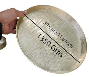 ชุดอาหารทองเหลืองหรูหรา จานเสิร์ฟขนาด 30 ซม. น้ำหนัก 1350 กรัม ลายเรขาคณิต จาน ชาม ช้อน ถ้วย ชุดเสิร์ฟแบบดั้งเดิม สำหรับงานเทศกาล - Product Image 3