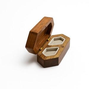 AL-FALAH CRAFT Caja de Joyería de Madera con Interior de Terciopelo Negro, Pequeño Porta Anillos para Regalos de Compromiso, Boda, Navidad y Almacenamiento - Product Image 3