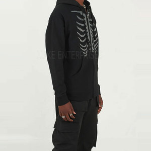 Sweat à capuche zippé personnalisé pour homme, en molleton respirant et mélange de coton, avec strass, idéal pour l'extérieur en hiver - Product Image 5