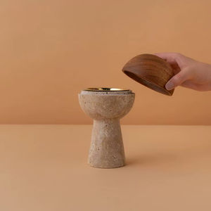 Brûleur d'huiles essentielles élégant en marbre avec couvercle en bois pour la maison et le bureau, diffuseur de parfum d'aromathérapie - Product Image 1