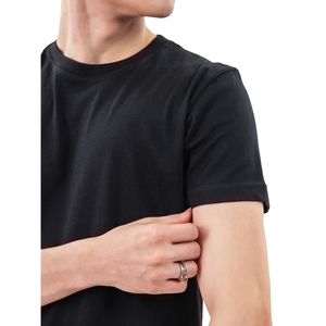 Wholesale Plain 100 Cotton <b>Black</b> T <b>Shirt</b> Custom Logo <b>Slim</b> <b>Fit</b> Short Sleeve Crewneck Blank <b>Mens</b> Tees Bulk - Product Image 5