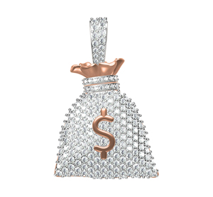 Pendentif Sac d'argent Or Rose Diamant Moissanite VVS Iced Out Hip Hop en Argent S925 Certifié IGI – Pendentifs et Breloques - Product Image 2
