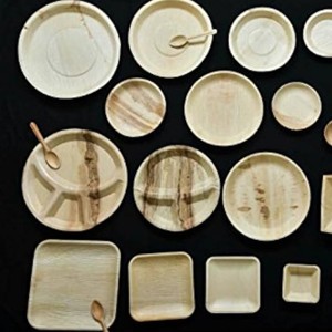 Assiettes en feuilles de palmier naturelles, fabriquées à partir de feuilles d'arec tombées - Vaisselle compostable - Product Image 1