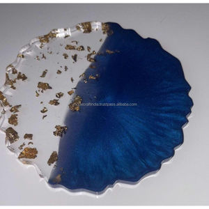 Dessous de verre en résine en bois bord irrégulier fait à la main verres naturels décor de table artistique élégant accessoires en bois de résine moderne - Product Image 1