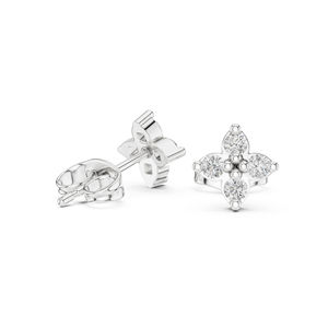 Boucles d'oreilles de fiançailles en or rose 14 carats avec diamant rond cultivé en laboratoire pour femmes |   Nouveau diamant cultivé - Product Image 4