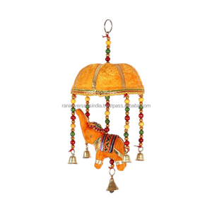 Carillon éolien décoratif mural éléphant, carillon éolien suspendu éléphant de bonne qualité le plus vendu avec perles multicolores et cloche en métal - Product Image 2