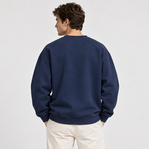 Sudadera para hombre ODM ligera de ajuste regular de forro polar para gimnasio, venta al por mayor, con puños acanalados, estilo retro, de fabricante, con cuello simulado - Product Image 4