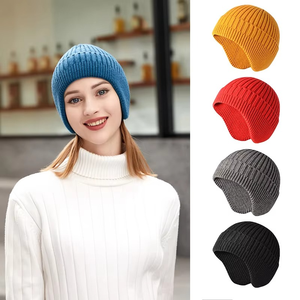SPARKWELL INDUSTRIES Bonnet côtelé unisexe couleur unie chaud tricoté pour l'hiver 56-58CM style décontracté adulte en polyester pour l'extérieur - Product Image 3
