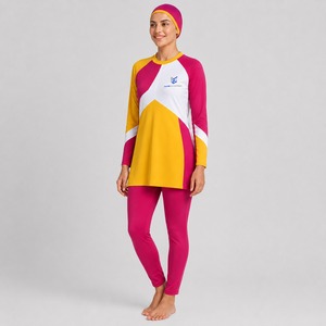 Conjunto de bikini modesto deportivo de poliéster de cobertura completa con burkini de manga larga y sudadera con capucha para musulmanas - Product Image 4
