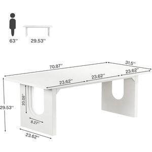 Grande Tavolo da Pranzo Rettangolare Moderno da 180 cm per 6-8 Persone con Base a Piedistallo in Legno, Tavolo da Cucina e da Cena - Product Image 2