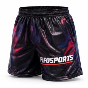 กางเกงบาสเก็ตบอลผ้าตาข่ายเงาสำหรับผู้ชาย พิมพ์โลโก้ได้ สะท้อนแสง สำหรับออกกำลังกายและฝึกซ้อม ผลิตจากโพลีเอสเตอร์ 100% สวมใส่สบาย ขายส่ง - Product Image 1