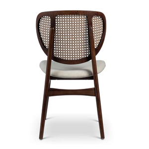 Chaise de salle à manger en rotin et bois massif de haute qualité, style vintage avec dossier robuste, idéale pour les balcons, les salons et les hôtels - Product Image 5