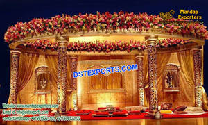 Dhanush-Mandap de fibra de Dhanush para boda, fibra tallada, exquisita, de color dorado, para escenario, nuevo - Product Image 6