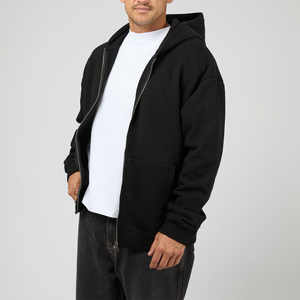 Sudadera con Capucha Extra Grande para Hombre, Negra, 100% Algodón Tejido, Estilo Casual para Otoño - Product Image 2