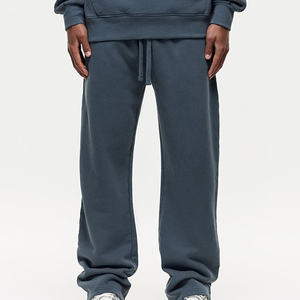 Men's Dark Gray Cotton Sweatpants Elastic Waist <b>Drawstring</b> Casual Joggers Side Pockets Midweight Knitted Autumn Wear - Product Image 5
