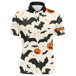 Usine directe en gros 100% coton maison hantée impression pour polo surdimensionné tricoté Halloween Design solide échantillons gratuits - Product Image 3