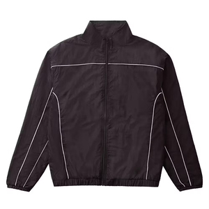 High Quality Men's Coated Stand Collar Nylon Track <b>Jacket</b> Wind Resistant Sports Training Streetwear Lightweight - Product Image 1
