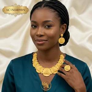 Stylish Classic 18K Gold Plated Brass <b>Charm</b> Box Chain Necklace Set with Earrings & Rings Micro Insert Flower Pattern for Women - Product Image 3