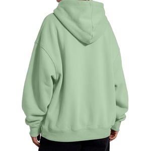 Sweat-shirt à capuche oversize pour femme en molleton de coton vert menthe avec poche kangourou - Product Image 2