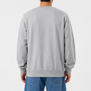 Wholesale Custom Oversized <b>Grey</b> Crew Neck <b>Sweatshirt</b> for <b>Men</b> Premium Fleece Pullover - Product Image 2