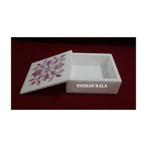 Nouvelle boîte incrustée de marbre d'albâtre blanc pur de conception exclusive pour la décoration à la maison et les boîtes de rangement de bijoux but - Product Image 6