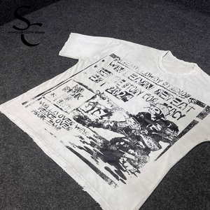 T-shirts personnalisés de haute qualité avec effet délavé et vieilli, 100% coton jersey, tissu respirant, coupe ample, col rond, OEM - Product Image 6