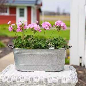 Maceta o jardinera ovalada galvanizada rústica hecha a mano, diseño único para uso en exteriores o en el hogar. - Product Image 2