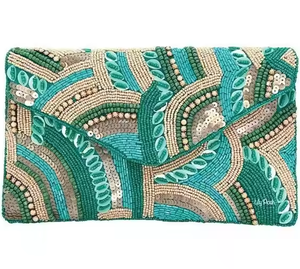 Bolso de mano tipo sobre clásico con flores bordadas y cuentas, moderno, de lujo, para mujer, ideal para bodas, eventos y fiestas. - Product Image 3