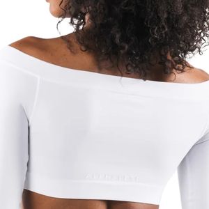 Camiseta Deportiva Blanca sin Costuras para Mujer, Manga Larga, Compresión, para Gimnasio, Fitness, Yoga, Entrenamiento, Ropa Deportiva Elástica - Product Image 4