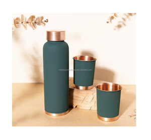 Copper Water Bottle with Eco-Friendly Design Boiling Water Safe Anti-Bacterial with Lid and <b>Straw</b> Cap for Travel & Health - Product Image 4