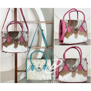 New Arrival 2026 Pink Cowhide Leather Tote <b>Bag</b> for Women Western Handbag Braided Handle Shoulder Purse <b>Studded</b> Fashion Tote <b>Bags</b> - Product Image 1
