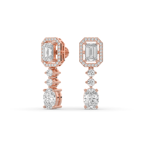 Boucles d'oreilles en or 14 carats et 10 carats avec diamants de laboratoire 3,10 carats, taille émeraude ovale brillant, légères, style unique, prix direct usine - Product Image 1