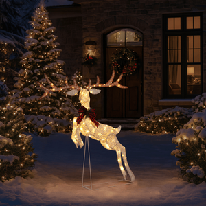 Renna Saltante Pre-Illuminata da 1,5m, Decorazioni Natalizie per Interni ed Esterni, 100 Luci LED Bianco Caldo, Decorazioni Natalizie da Esterno - Product Image 3