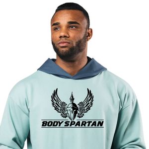 Sweat-shirt à capuche vert menthe pour homme, en molleton épais, à manches longues, décontracté, pour la gym, l'entraînement, le sport et le streetwear - Product Image 2
