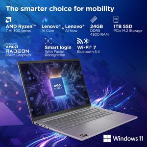 โน้ตบุ๊ก IdeaPad Slim 5 AMD Ryzen 7 350 (แรม 24GB/SSD 1TB/หน้าจอ OLED WUXGA 14 นิ้ว (35.5 ซม.)/ AI Now/Copilot+ PC/Windows 11) - Product Image 4