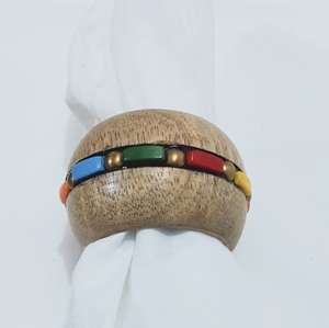 <b>Rustic</b> <b>Wooden</b> Napkin Ring with Multicolor Beads, Handmade <b>Table</b> Napkin Holder for <b>Dining</b> Setup, Party and Home Decor - Product Image 2