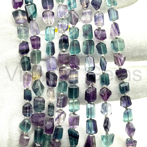 Cuentas de Fluorita Natural Multicolor Facetadas en Forma de Pepita, 5x7-6x8MM, Cuentas Sueltas de Fluorita para Joyería y Fabricación de Collares - Product Image 6