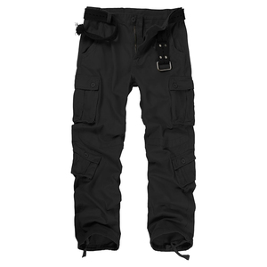 Adult Men <b>Cargo</b> Pants Black Color Outdoor <b>Work</b> Trousers Elastic Waste Slim Fit Streetwear <b>Cargo</b> Trousers With OEM Service - Product Image 2