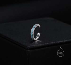 Manchette d'oreille bleu turquoise en argent sterling, argent ou or, sans perçage, boucles d'oreilles minimalistes, manchette d'oreille bleue avec zircon cubique - Product Image 4