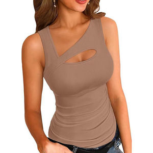Camisetas sin Mangas Casuales para Mujer, Cuello en V, Transpirables, de Secado Rápido, 100% Poliéster, Tejido Liso - Product Image 3