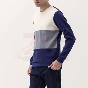 Pull en maille à col rond, coupe classique, sweat-shirt décontracté, style automne, 100% coton, manches longues, pour homme, couleur contrastée - Product Image 2