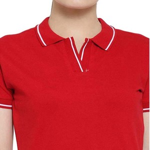 Chemise de golf pour femmes à manches courtes, logo personnalisé, tricotée, décontractée, 100% coton, séchage rapide, vente en gros, best-seller, couleur rouge - Product Image 3