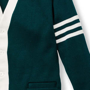 Cardigan en tricot rayé pour filles, collection Printemps-Automne 2026, fin, élégant et polyvalent, en coton, avec broderie appliquée - Product Image 4