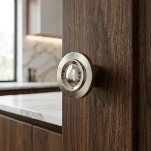AK Brass Solid Minimalist Round <b>Silver</b> Finish Cabinet <b>Knob</b> for Kitchen Dresser Bedroom Furniture - Product Image 6