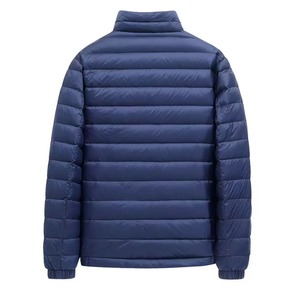 Unisex Thick Hooded Waterproof Olive <b>Green</b> Puffer Jacket Navy Shoulder Panels Quilted Zip Front Warm Winter Casual Outerwear - Product Image 3