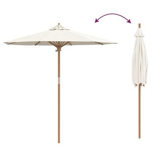 Parasol de jardin en bambou blanc crème 270 x 260 cm avec base - Product Image 6