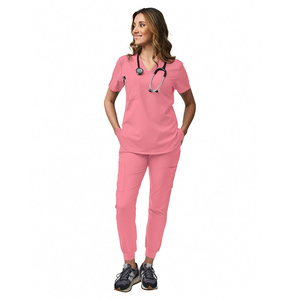 Short Sleeved Hospital <b>Doctor</b> Uniforms Pink Color Cotton Polyester Ladies Hospital And Clinic Scrubs <b>Sets</b> - Product Image 6