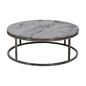 Table basse ronde décorative avec cadre en métal, plateau en marbre gris, pour couloir ou chambre, avec plateau en verre, mobilier de maison - Product Image 1