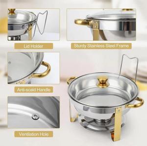 Calentador de Alimentos Redondo de Acero Inoxidable de 10 Qt, con Alimentación por Combustible, para Servir Comida en Hoteles, Restaurantes y Banquetes - Product Image 2